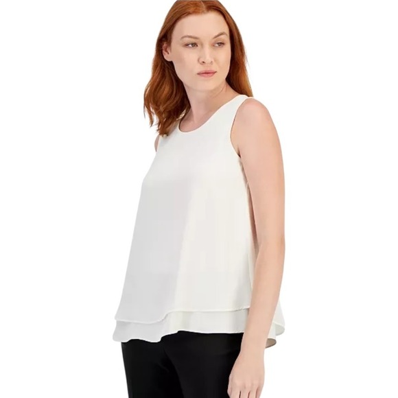 JB by Julie Brown Tops - Julie Brown NYC Shirt Women Large White Sleeveless Layered Tencel Cara Top NWT